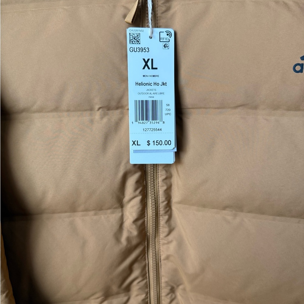 Adidas Men's Tan Puffer Jacket - Picture 3 of 3